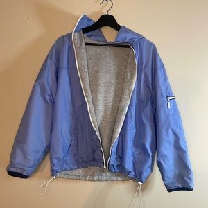 Reversible Blue and Heather Gray Windbreaker Jacket Size M Women Men Kids Teens